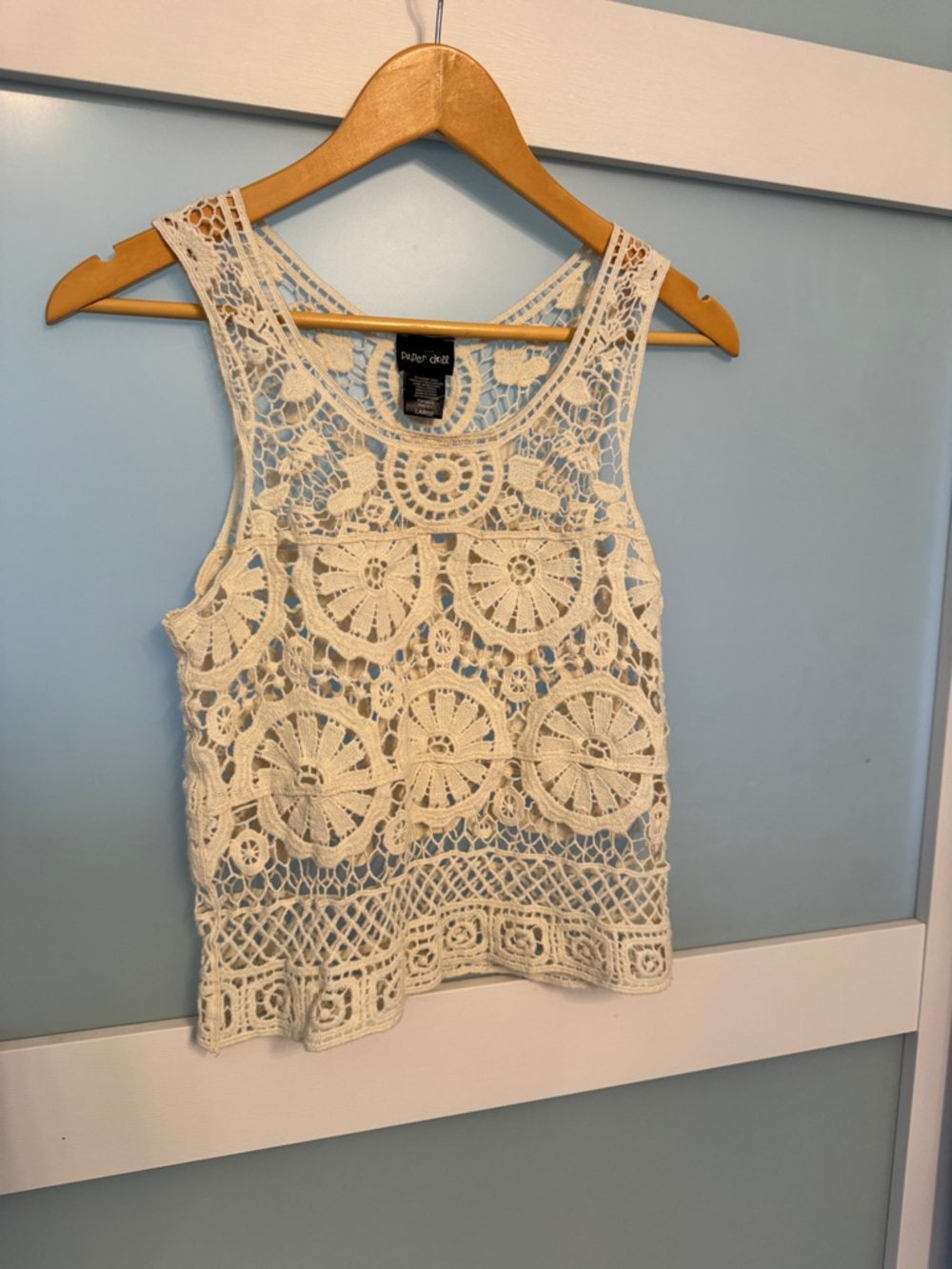 Paper Crane Cream Crochet Tank Top